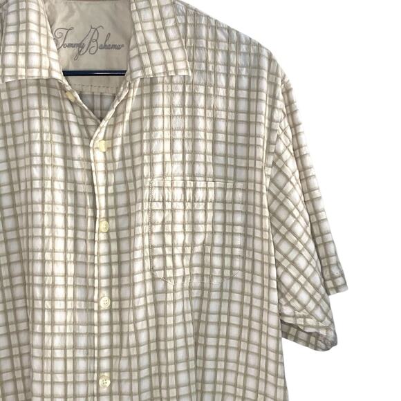 Tommy Bahama Mens Size L Short Sleeve Plaid Tencel Lyocell Button Up Shirt - Picture 2 of 6